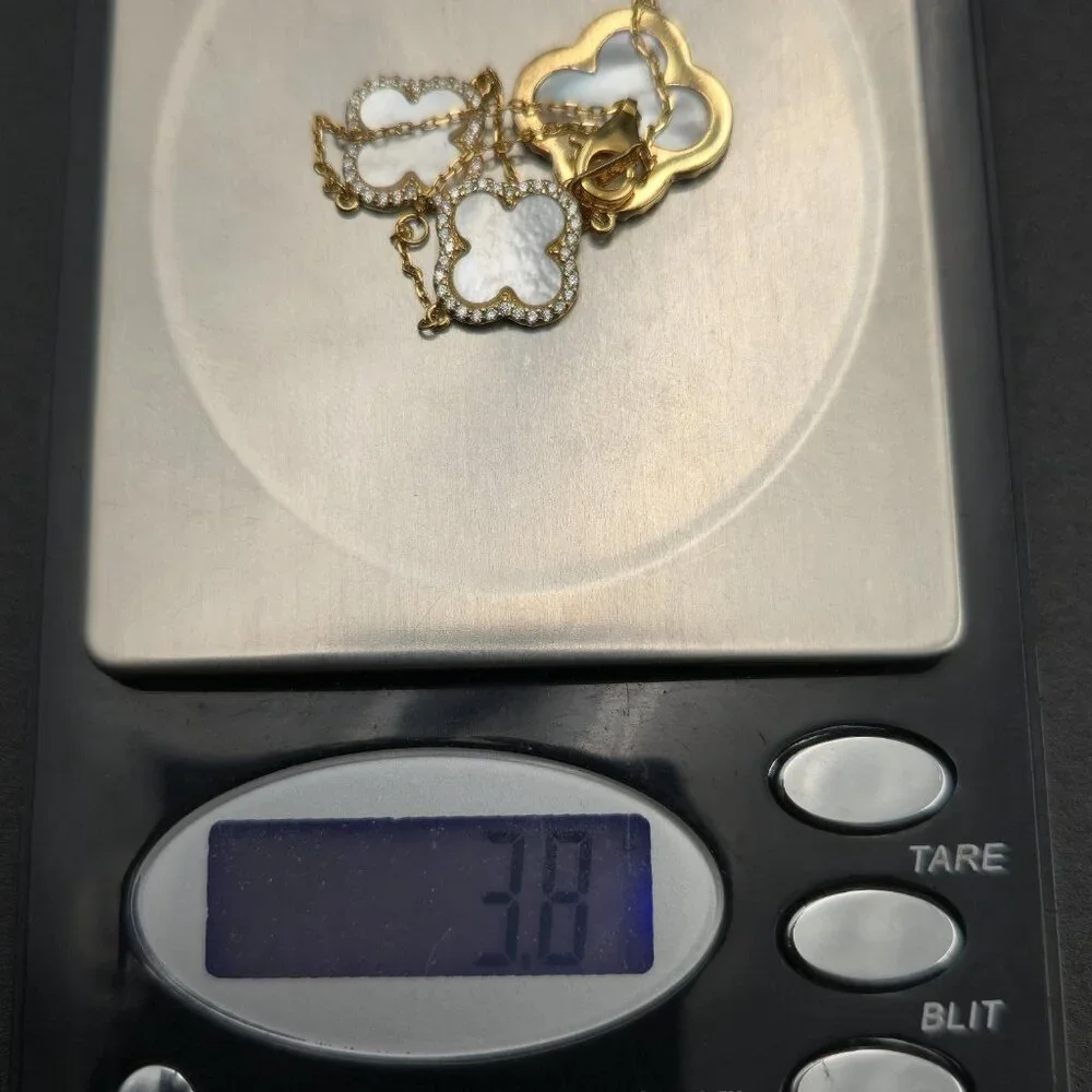 7.5 Inch Gold Over Sterling Silver White Shell And Cubic Zirconia Bracelet A6309 - Picture 7 of 7
